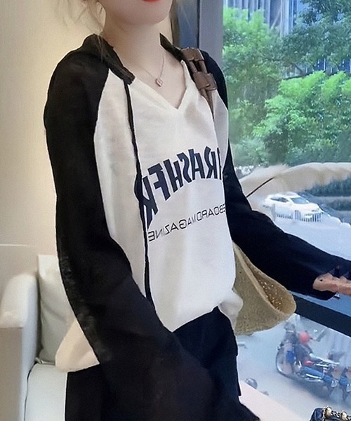 gossip！ロサンゼルス（ゴシップロサンゼルス）の「YUGA フード付きトップス（Tシャツ/カットソー・レディース・ホワイト系その他/モカ/ホワイト・FREE）」の8枚目の写真