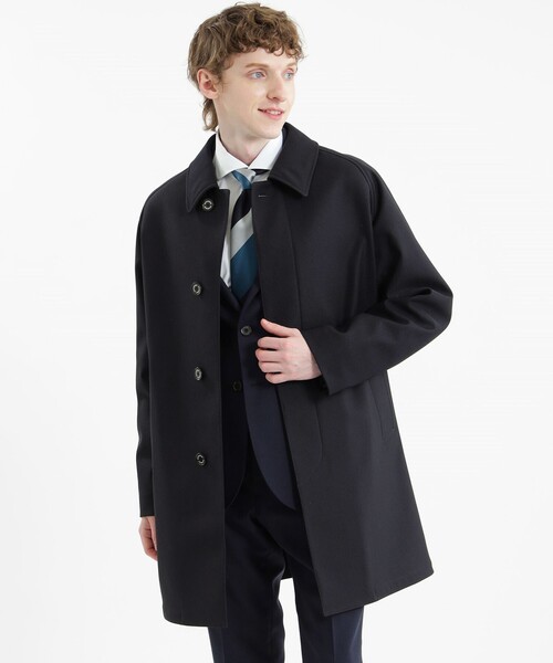MACKINTOSH PHILOSOPHY(マッキントッシュ フィロソフィー)の「ニュークラシック TIVERTON(ティバートン)フリースボンディング(ステンカラーコート・メンズ・ダークネイビー/グレー・38/40)」の2枚目の写真