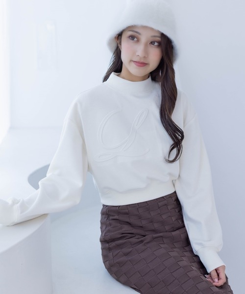 clear（クリア）の「ロゴエンボスショート丈スウェット[低身長用サイズ有]（スウェット・レディース・ブラック/グレー/ピンク/アイボリー・XS/F）」の2枚目の写真