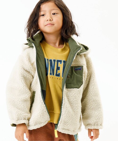 F.O.KIDS（エフオーキッズ）の「【洗える/2way】リバーシブルマウンテンジャケット（ダウンジャケット/コート・キッズ・グリーン/キナリ/ネイビー/オレンジ/チャコール・130/95/100/140/120/90/110/80）」の3枚目の写真