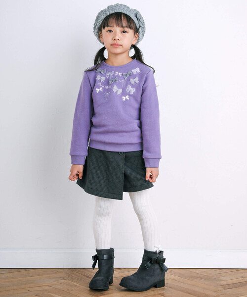 BeBe(ベベ)の「千鳥ジャガードラップショートパンツ(90~150cm)(その他パンツ・キッズ・グレー系その他/レッド系その他2・150cm/120cm/100cm/110cm/140cm/130cm/90cm)」の4枚目の写真