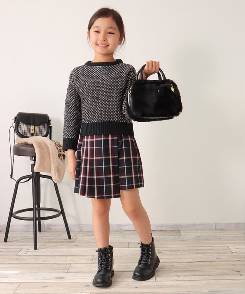 セール】【親子コーデ】チェックプリーツラップキュロット（120~160cm