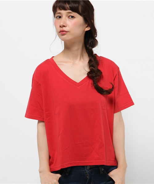 Kastane（カスタネ）の「【Kastane】ドライタッチVネックTシャツ（Tシャツ/カットソー・レディース・カーキ/レッド/ブラック・FREE）」の3枚目の写真