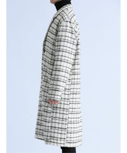 semantic design（セマンティックデザイン）の「＊セマンティックデザイン ツイード調チェック チェスターコート（チェスターコート・メンズ・ブラック/ホワイト・MEDIUM/LARGE）」の22枚目の写真