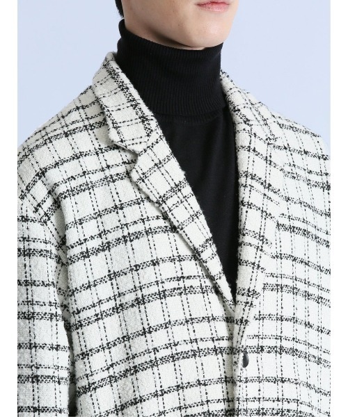 semantic design（セマンティックデザイン）の「＊セマンティックデザイン ツイード調チェック チェスターコート（チェスターコート・メンズ・ブラック/ホワイト・MEDIUM/LARGE）」の20枚目の写真