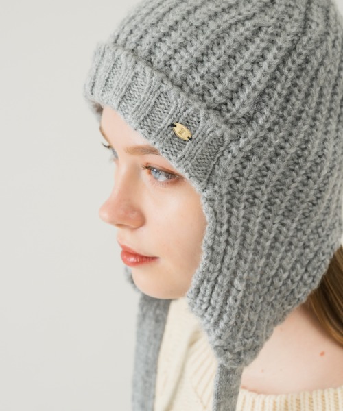 idem（イデム）の「draw code knit beanie/耳当て付きニット帽（ニットキャップ/ビーニー・レディース・ブラック/グレー・FREE）」の17枚目の写真