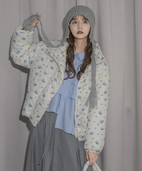 idem（イデム）の「draw code knit beanie/耳当て付きニット帽