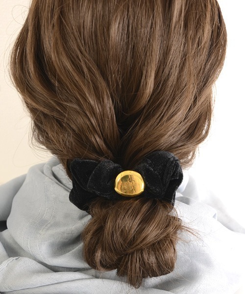 ♡メロみゅん♡ページ リバティ ヘアアクセサリー リボンシュシュ ベロアラインストーン 大人可愛い ヘア