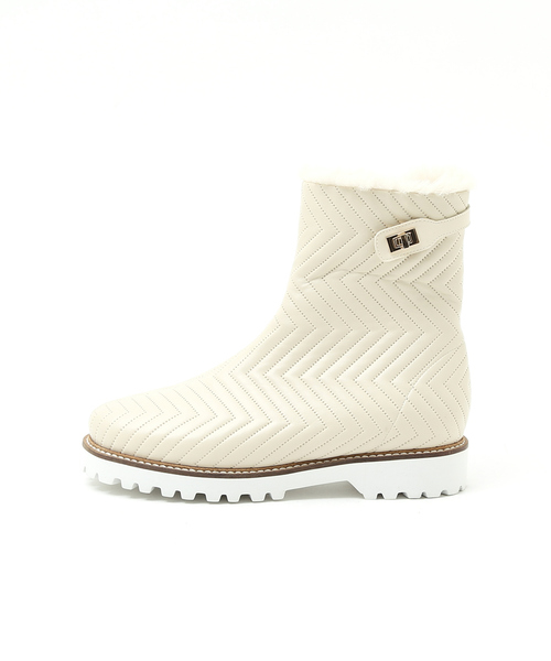 Au BANNISTER（オゥバニスター）の「【晴雨兼用】タンクソールボアブーツ（ブーツ・レディース・アイボリー/ブラック・L/M/S）」の5枚目の写真