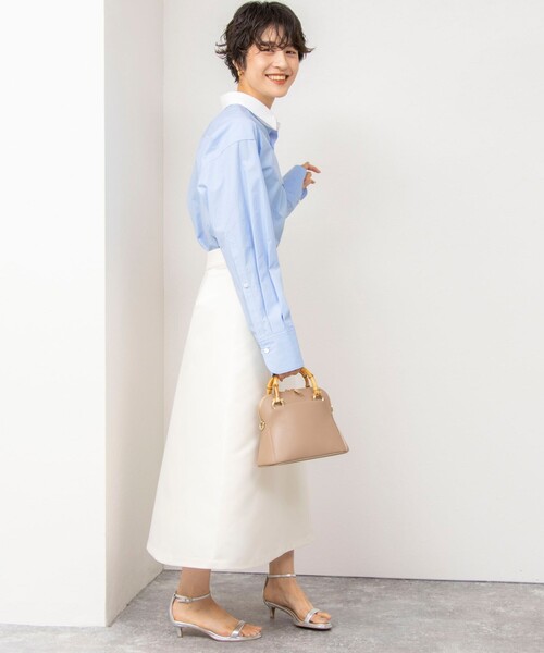 NOLLEY’S（ノーリーズ）の「NMPマルチ2WAYレギュラーシャツ（シャツ/ブラウス・レディース・ホワイト/サックスブルー/ブルー系その他・M）」の5枚目の写真