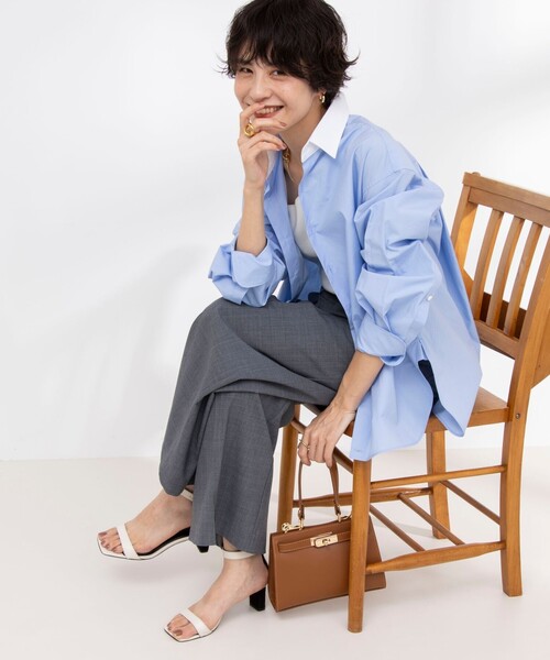 NOLLEY’S（ノーリーズ）の「NMPマルチ2WAYレギュラーシャツ（シャツ/ブラウス・レディース・ホワイト/サックスブルー/ブルー系その他・M）」の7枚目の写真