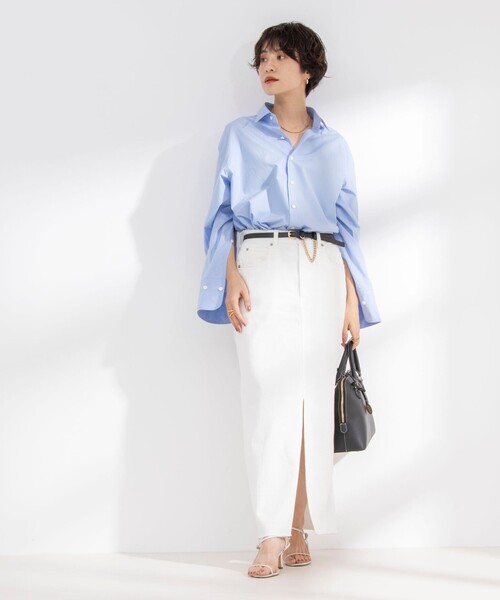 NOLLEY’S（ノーリーズ）の「NMPマルチ2WAYレギュラーシャツ（シャツ/ブラウス・レディース・ホワイト/サックスブルー/ブルー系その他・M）」の19枚目の写真