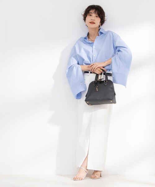 NOLLEY’S（ノーリーズ）の「NMPマルチ2WAYレギュラーシャツ（シャツ/ブラウス・レディース・ホワイト/サックスブルー/ブルー系その他・M）」の21枚目の写真