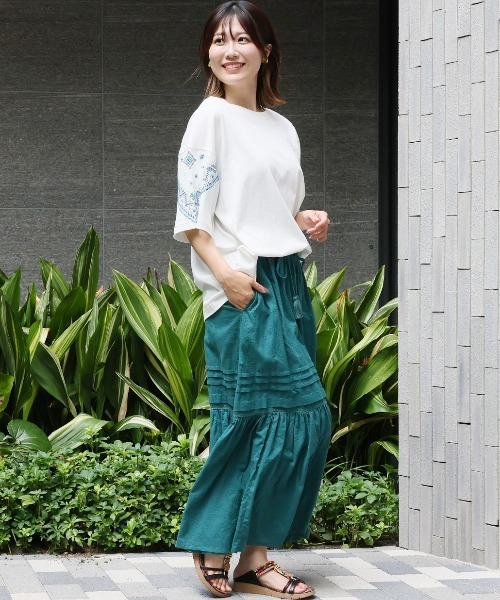 チチカカ(チチカカ)の「バンダナスリーブ刺繍Tシャツ(Tシャツ/カットソー・レディース・ホワイト/ブラック・FREE)」の19枚目の写真