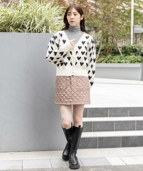 3.3 Field Trip (3.3フィールドトリップ)の「3.3 Field Trip/ハートパターンカーディガン 2995688(カーディガン/ボレロ・レディース・アイボリー/ブラック・FREE)」の3枚目の写真