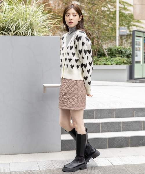 3.3 Field Trip (3.3フィールドトリップ)の「3.3 Field Trip/ハートパターンカーディガン 2995688(カーディガン/ボレロ・レディース・アイボリー/ブラック・FREE)」の4枚目の写真