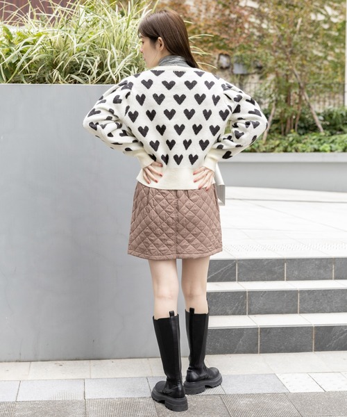 3.3 Field Trip (3.3フィールドトリップ)の「3.3 Field Trip/ハートパターンカーディガン 2995688(カーディガン/ボレロ・レディース・アイボリー/ブラック・FREE)」の5枚目の写真