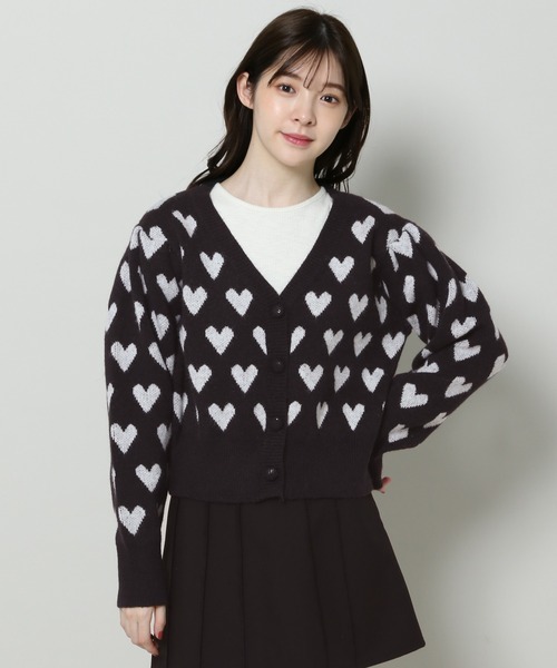 3.3 Field Trip (3.3フィールドトリップ)の「3.3 Field Trip/ハートパターンカーディガン 2995688(カーディガン/ボレロ・レディース・アイボリー/ブラック・FREE)」の12枚目の写真