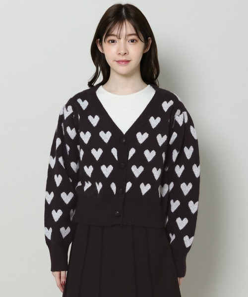 3.3 Field Trip (3.3フィールドトリップ)の「3.3 Field Trip/ハートパターンカーディガン 2995688(カーディガン/ボレロ・レディース・アイボリー/ブラック・FREE)」の15枚目の写真