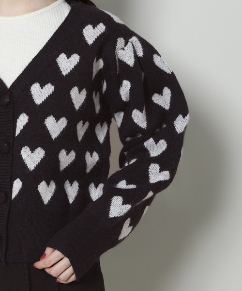 3.3 Field Trip (3.3フィールドトリップ)の「3.3 Field Trip/ハートパターンカーディガン 2995688(カーディガン/ボレロ・レディース・アイボリー/ブラック・FREE)」の20枚目の写真