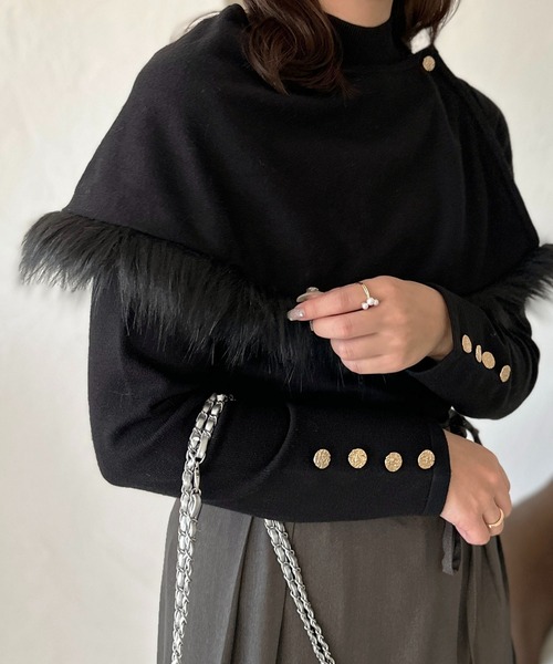 apres jour clair(アプレジュールクレア)の「【apres jour clair】ケープファーニットトップス【ZOZOTOWN限定】(ニット/セーター・レディース・グレー/アイボリー/ブラック・X-LARGE/フリー)」の13枚目の写真