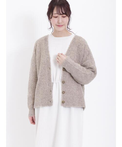 Samansa Mos2(サマンサ モスモス)の「ブークレVネックカーディガン(カーディガン/ボレロ・レディース・ブラック/ベージュ/グリーン/ブルー/キナリ/ピンク・F)」の4枚目の写真