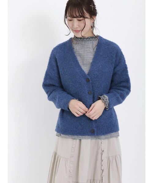 Samansa Mos2(サマンサ モスモス)の「ブークレVネックカーディガン(カーディガン/ボレロ・レディース・ブラック/ベージュ/グリーン/ブルー/キナリ/ピンク・F)」の6枚目の写真