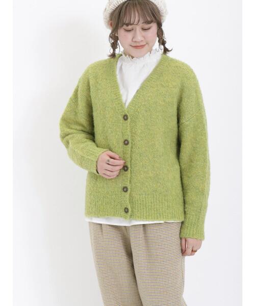 Samansa Mos2(サマンサ モスモス)の「ブークレVネックカーディガン(カーディガン/ボレロ・レディース・ブラック/ベージュ/グリーン/ブルー/キナリ/ピンク・F)」の5枚目の写真