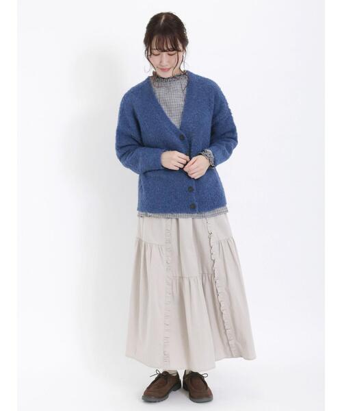 Samansa Mos2(サマンサ モスモス)の「ブークレVネックカーディガン(カーディガン/ボレロ・レディース・ブラック/ベージュ/グリーン/ブルー/キナリ/ピンク・F)」の10枚目の写真