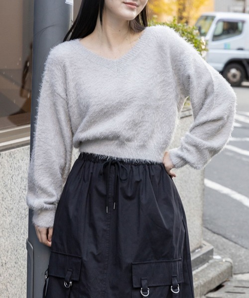 3.3 Field Trip （3.3フィールドトリップ）の「3.3 Field Trip／シャギータンタケニット 2102355（ニット/セーター・レディース・ネイビー/グレー/アイボリー・FREE）」の2枚目の写真