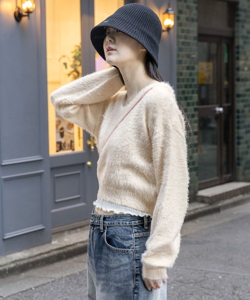 3.3 Field Trip （3.3フィールドトリップ）の「3.3 Field Trip／シャギータンタケニット 2102355（ニット/セーター・レディース・ネイビー/グレー/アイボリー・FREE）」の6枚目の写真