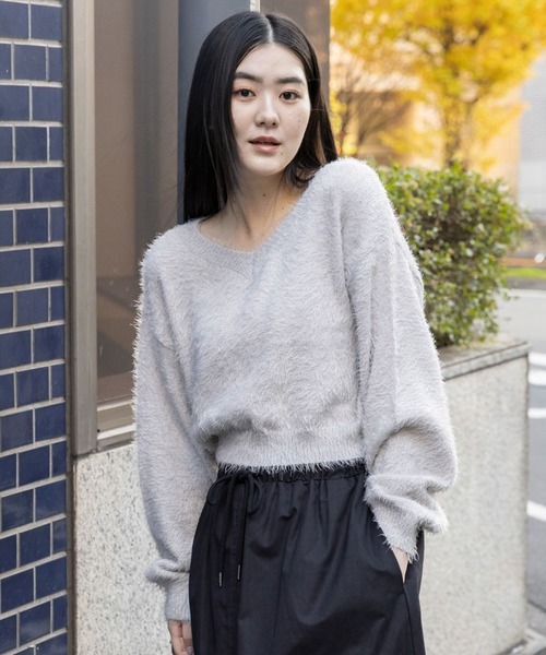 3.3 Field Trip （3.3フィールドトリップ）の「3.3 Field Trip／シャギータンタケニット 2102355（ニット/セーター・レディース・ネイビー/グレー/アイボリー・FREE）」の13枚目の写真