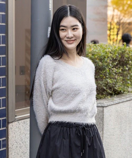 3.3 Field Trip （3.3フィールドトリップ）の「3.3 Field Trip／シャギータンタケニット 2102355（ニット/セーター・レディース・ネイビー/グレー/アイボリー・FREE）」の14枚目の写真