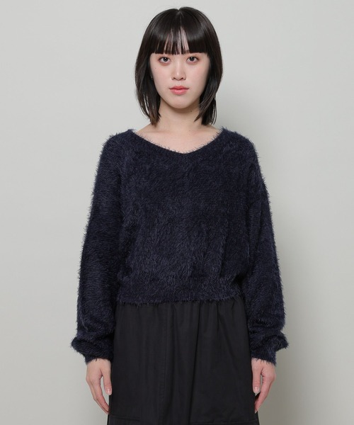 3.3 Field Trip （3.3フィールドトリップ）の「3.3 Field Trip／シャギータンタケニット 2102355（ニット/セーター・レディース・ネイビー/グレー/アイボリー・FREE）」の16枚目の写真