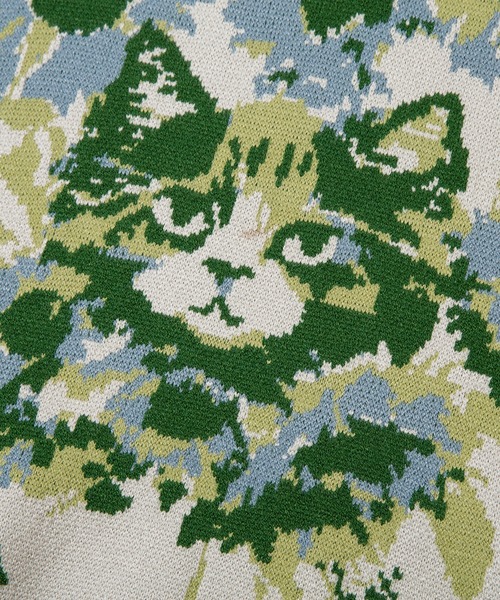 HOOK（フック）の「HOOK -original- かわいいネコとひまわりニットベスト（ベスト・メンズ・グリーン/ブラウン・M/L/XL）」の9枚目の写真