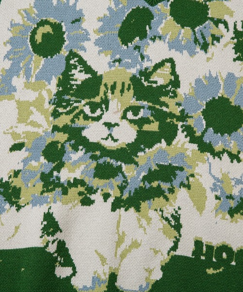 HOOK（フック）の「HOOK -original- かわいいネコとひまわりニットベスト（ベスト・メンズ・グリーン/ブラウン・M/L/XL）」の10枚目の写真