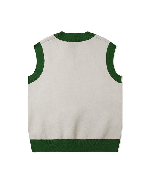 HOOK（フック）の「HOOK -original- かわいいネコとひまわりニットベスト（ベスト・メンズ・グリーン/ブラウン・M/L/XL）」の5枚目の写真