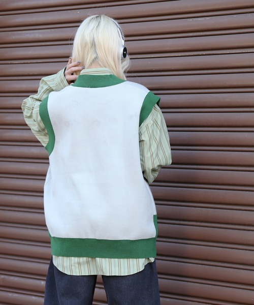 HOOK（フック）の「HOOK -original- かわいいネコとひまわりニットベスト（ベスト・メンズ・グリーン/ブラウン・M/L/XL）」の22枚目の写真