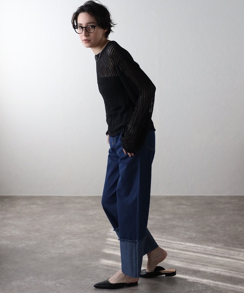amini(アミニ)の「【2024 S/S 新作】デニムパンツ(デニムパンツ・レディース・インディゴブルー/ブラック・MEDIUM)」の10枚目の写真