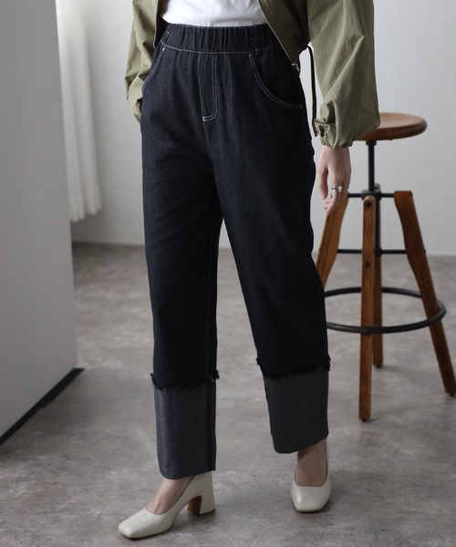 amini(アミニ)の「【2024 S/S 新作】デニムパンツ(デニムパンツ・レディース・インディゴブルー/ブラック・MEDIUM)」の3枚目の写真