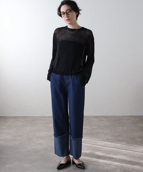 amini(アミニ)の「【2024 S/S 新作】デニムパンツ(デニムパンツ・レディース・インディゴブルー/ブラック・MEDIUM)」の16枚目の写真