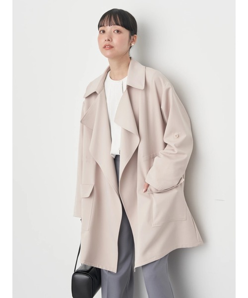 earth music&ecology(アースミュージックアンドエコロジー)の「ニュアンスビッグカラーコート(トレンチコート・レディース・ベージュ/ネイビー・FREE)」の3枚目の写真