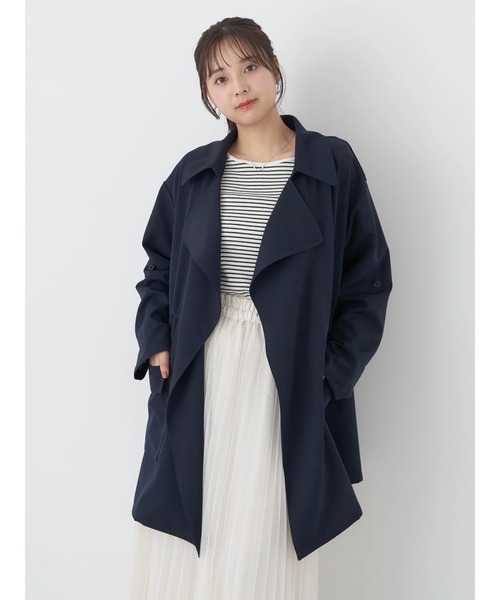 earth music&ecology(アースミュージックアンドエコロジー)の「ニュアンスビッグカラーコート(トレンチコート・レディース・ベージュ/ネイビー・FREE)」の8枚目の写真