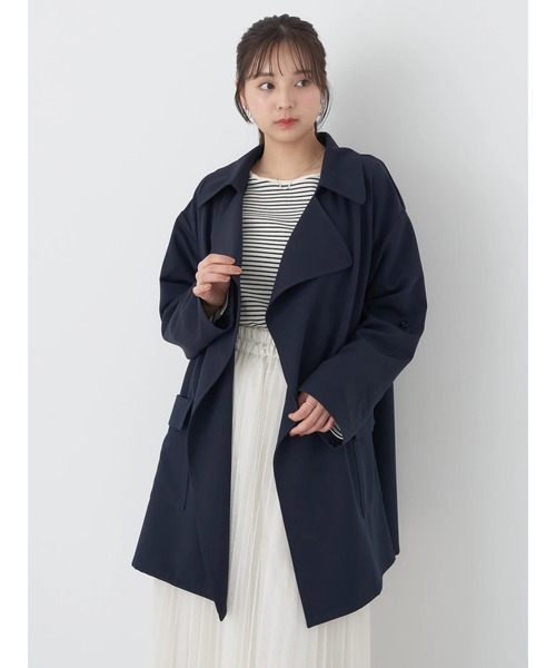 earth music&ecology(アースミュージックアンドエコロジー)の「ニュアンスビッグカラーコート(トレンチコート・レディース・ベージュ/ネイビー・FREE)」の9枚目の写真