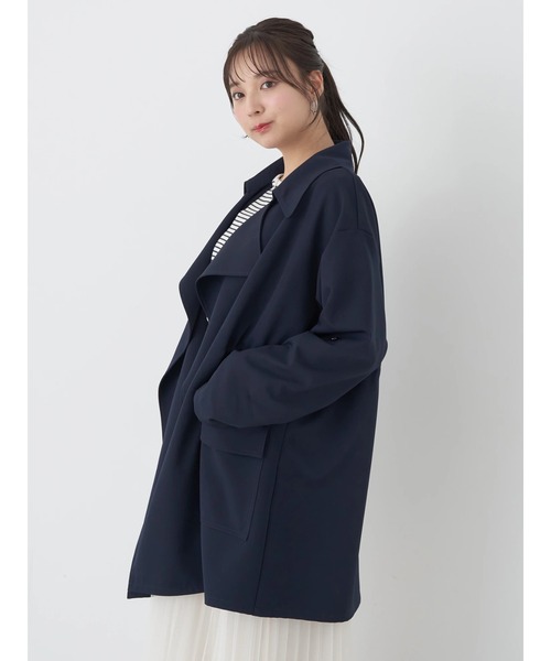 earth music&ecology(アースミュージックアンドエコロジー)の「ニュアンスビッグカラーコート(トレンチコート・レディース・ベージュ/ネイビー・FREE)」の10枚目の写真