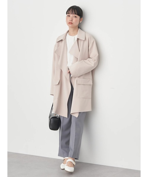 earth music&ecology(アースミュージックアンドエコロジー)の「ニュアンスビッグカラーコート(トレンチコート・レディース・ベージュ/ネイビー・FREE)」の5枚目の写真