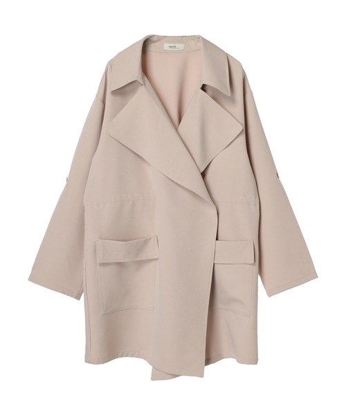 earth music&ecology(アースミュージックアンドエコロジー)の「ニュアンスビッグカラーコート(トレンチコート・レディース・ベージュ/ネイビー・FREE)」の20枚目の写真