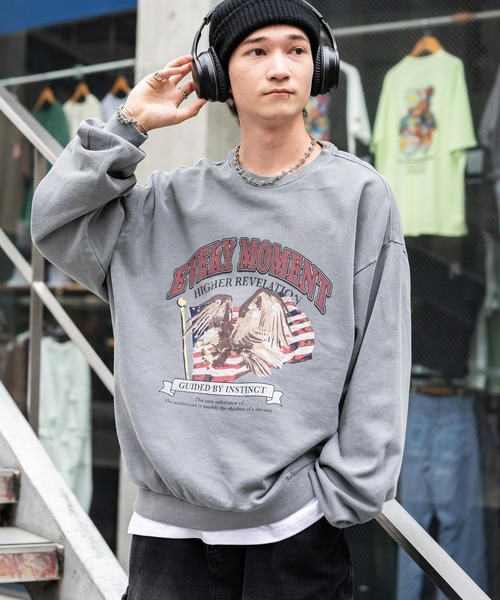 Rocky Monroe(ロッキーモンロー)の「280g裏毛ピグメントプリントクルーネックスウェット(スウェット・メンズ・ブラック/チャコール/ブラック系/ブラック系1/グレー系/グレー系1・XL/M/L)」の6枚目の写真