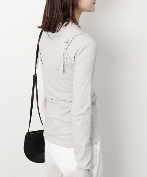 SLOBE IENA（スローブイエナ）の「強撚フライスガーターデザインタンク（タンクトップ・レディース・グレー/ホワイト・FREE）」の5枚目の写真