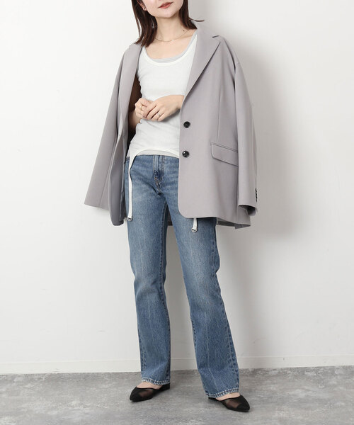 SLOBE IENA（スローブイエナ）の「強撚フライスガーターデザインタンク（タンクトップ・レディース・グレー/ホワイト・FREE）」の8枚目の写真